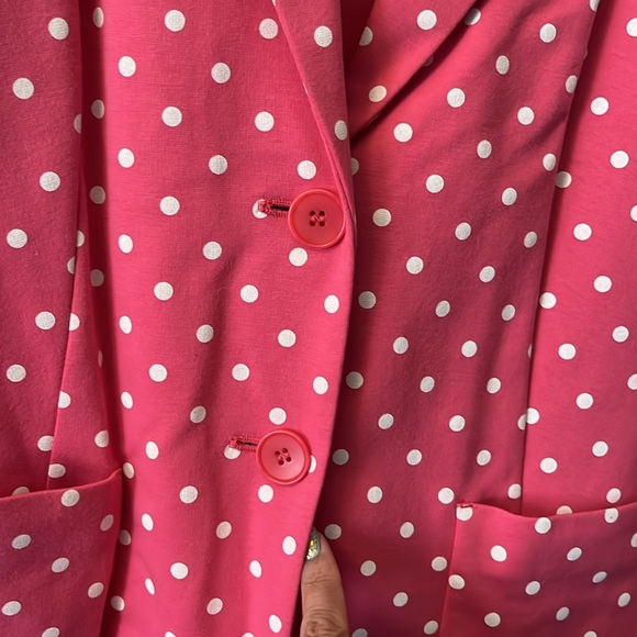 Talbots Pink White Polka Dot Single Breast 2 Button Blazer Size M Petite MP - Picture 5 of 14